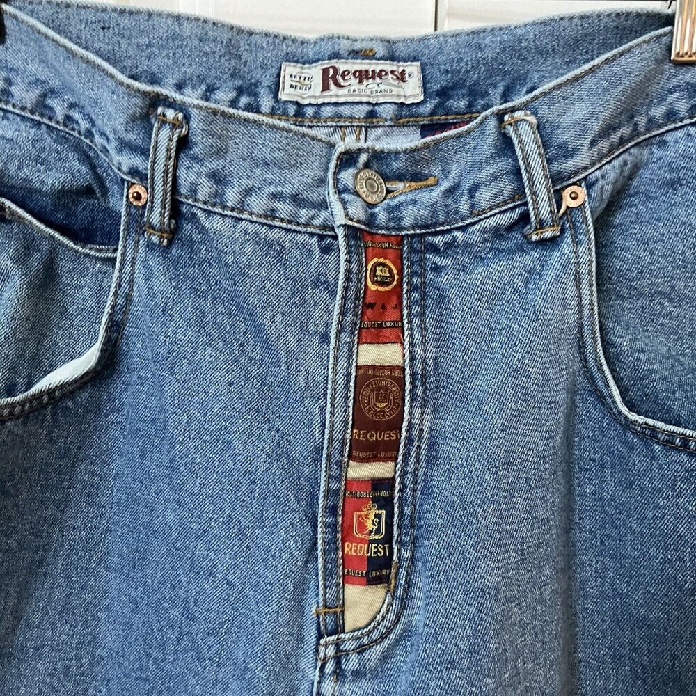 Vintage Request Jeans 2000s 90s 36" Blue Straight Leg Denim Dad Mom Y2K - Picture 2 of 10